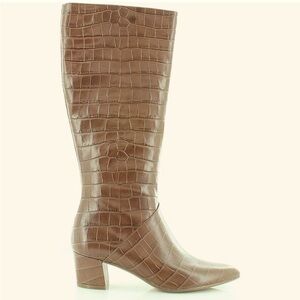 NWT NATURALIZER Wide Calf Brown Knee High Block Heel Leather Boots Size 7.5